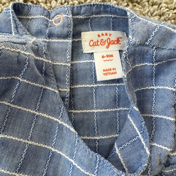 Cat & Jack Baby Girl Stripe Plaid Flutter Sleeve Dress Easter- Size 6-9 Months - Picture 7 of 10